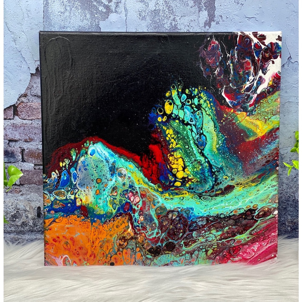 Acrylic pouring painting on canvas